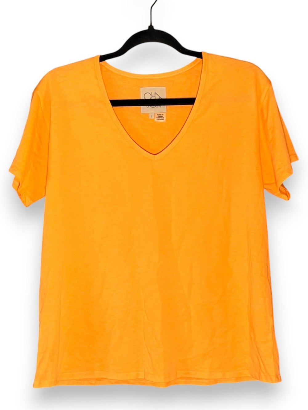Chaser Bright Orange Oversized V-Neck Tee NWOT Size Small Casual Summer